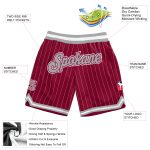 Custom Name and Number Basketball Shorts - Personalized Maroon White Pinstripe Gray-White Authentic Team Gear Personalized
