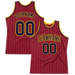 Personalized Navy Gold Basketball Jersey - Maroon White Pinstripe Authentic Personalized Maroon White Pinstripe Navy-Gold