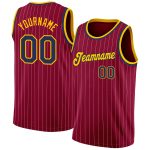 Custom Maroon White Pinstripe Navy-Gold Basketball Jersey with Personalized Name and Number - Authentic Team Gear Personalized