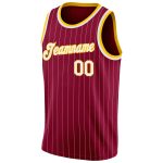 Custom Maroon White Pinstripe Authentic Basketball Jersey with Gold Accents - Personalized Team Name & Number Personalized