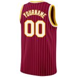 Custom Maroon White Pinstripe Authentic Basketball Jersey with Gold Accents - Personalized Team Name & Number Personalized