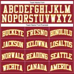 Personalized Maroon and White Pinstripe Authentic Basketball Jersey - White-Gold Design Personalized Maroon White Pinstripe