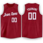 Personalized Maroon White Basketball Jersey - Custom Round Neck Sportswear Personalized Maroon White Round Neck Basketball