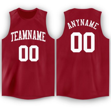 Custom Name Number Basketball Jersey Maroon White Round Neck Team Design Personalized Maroon White Round Neck Basketball
