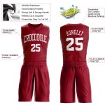 Custom Maroon and White Basketball Jersey - Round Neck Suit Design Personalized Maroon White Round Neck Suit Basketball Jersey
