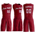Custom Basketball Jersey with Personalized Name and Number - Maroon White Round Neck Suit Personalized Maroon White Round
