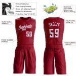 Custom Basketball Jersey with Personalized Name and Number - Maroon White Round Neck Suit Personalized Maroon White Round