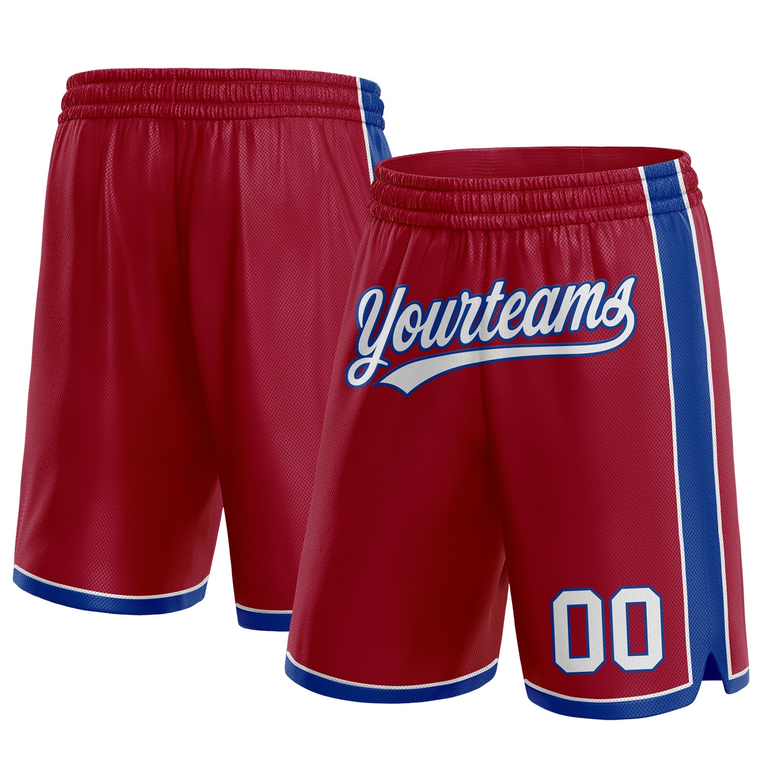 Custom Team Basketball Shorts with Personalized Name and Number - Maroon White-Royal Authentic Design Personalized Maroon