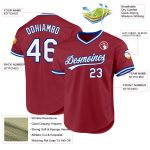 Custom Name and Number Baseball Jersey - Authentic Maroon White-Royal Throwback Design Personalized Maroon White-Royal Authentic