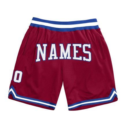 Custom Maroon White-Royal Basketball Shorts with Name and Number - Personalized Authentic Throwback Team Apparel Personalized