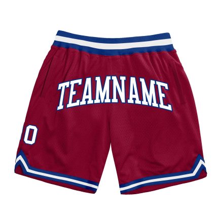 Personalized Maroon White-Royal Throwback Basketball Shorts - Authentic Design Personalized Maroon White-Royal Authentic