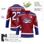 Custom Team Jersey with Personalized Name and Number in Maroon White-Royal Hockey Lace Neck Personalized Maroon White-Royal