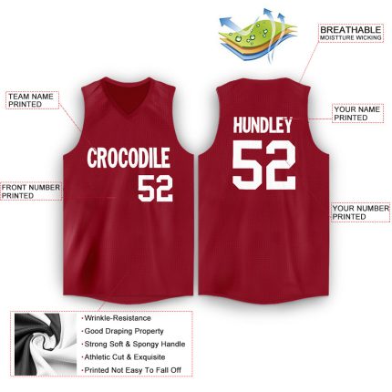 Personalized Maroon White V-Neck Jersey for Basketball Fans - Customizable Sports Apparel Personalized Maroon White V-Neck