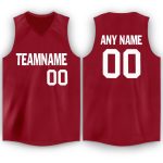 Personalized Maroon White V-Neck Jersey for Basketball Fans - Customizable Sports Apparel Personalized Maroon White V-Neck
