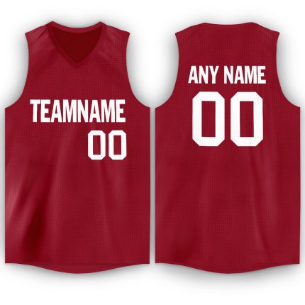 Personalized Maroon White V-Neck Jersey for Basketball Fans - Customizable Sports Apparel Personalized Maroon White V-Neck