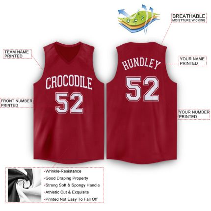 Custom Name Number V-Neck Basketball Jersey Maroon White Personalized Team Apparel Personalized Maroon White V-Neck Basketball