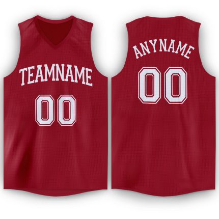 Custom Name Number V-Neck Basketball Jersey Maroon White Personalized Team Apparel Personalized Maroon White V-Neck Basketball