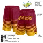 Custom Basketball Shorts with Personalized Name & Number, Maroon Yellow Pinstripe Fade Fashion Design Personalized Maroon