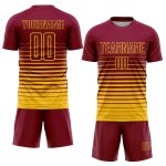 Custom Name Number Maroon Yellow Pinstripe Soccer Uniform Jersey Fade Fashion Sublimation Team Apparel Personalized Maroon