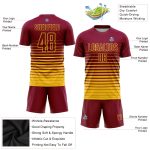 Custom Name Number Maroon Yellow Pinstripe Soccer Uniform Jersey Fade Fashion Sublimation Team Apparel Personalized Maroon