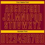 Custom Name Number Maroon Yellow Pinstripe Soccer Uniform Jersey Fade Fashion Sublimation Team Apparel Personalized Maroon