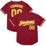 Custom Maroon Yellow-White Mesh Baseball Jersey with Personalized Name and Number - Authentic Throwback Team Jersey Personalized