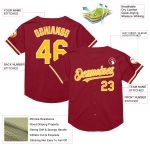 Custom Maroon Yellow-White Mesh Baseball Jersey with Personalized Name and Number - Authentic Throwback Team Jersey Personalized
