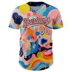 Personalized 3D Pattern Design Authentic Baseball Jersey - Medium Pink Black Abstract Painting Personalized Medium Pink Black