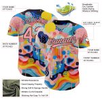 Personalized 3D Pattern Design Authentic Baseball Jersey - Medium Pink Black Abstract Painting Personalized Medium Pink Black