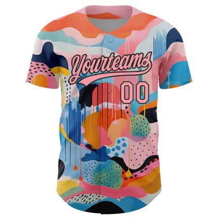 Custom Baseball Jersey with 3D Pattern Design, Personalized Name and Number, Medium Pink & Black Abstract Style Personalized