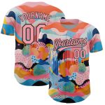 Custom Baseball Jersey with 3D Pattern Design, Personalized Name and Number, Medium Pink & Black Abstract Style Personalized