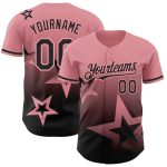 Custom Name and Number Twinkle Star Baseball Jersey - Medium Pink Black 3D Gradient Design Personalized Medium Pink Black