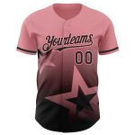 Custom Name and Number Twinkle Star Baseball Jersey - Medium Pink Black 3D Gradient Design Personalized Medium Pink Black