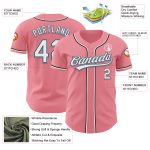 Custom Name and Number Authentic Baseball Jersey - Medium Pink Black Light Blue Design Personalized Medium Pink Black-Light