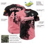Custom Name and Number Personalized Baseball Jersey - Medium 3D Pattern Pink Black White Abstract Brush Stroke Design Personalized