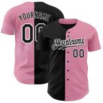 Personalized Tropical Hawaii Palm Leaves Baseball Jersey Team Custom Name 3D Pink Black-White Design Medium Size Personalized