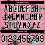 Custom Name and Number Tropical Hawaii Palm Trees Baseball Jersey, Medium Pink Black-White 3D Pattern Design Personalized