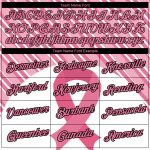 Personalized 3D Pink Ribbon Breast Cancer Performance T-Shirt - Medium Pink Black-White Team Custom Name & Number Personalized