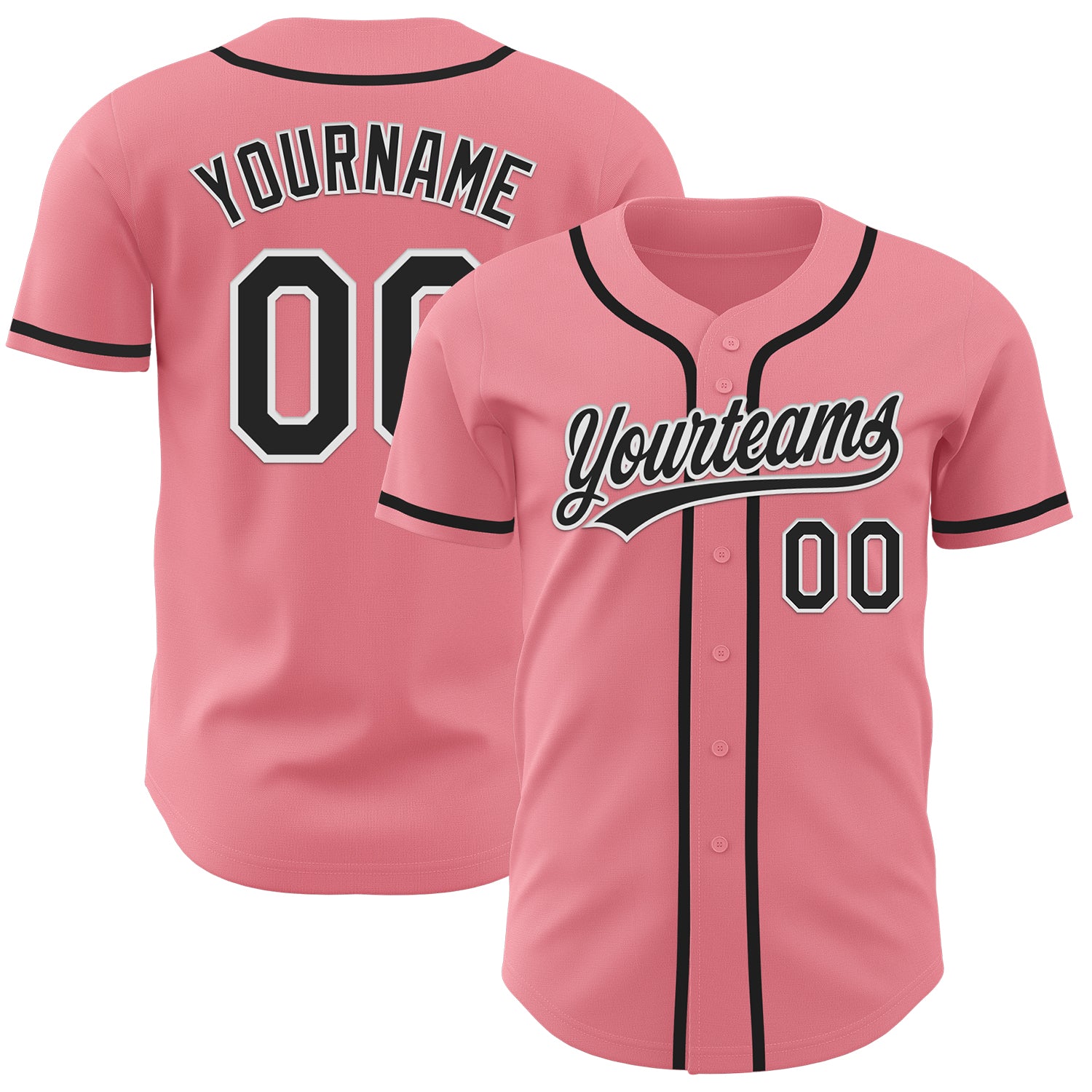 Custom Name and Number Baseball Jersey in Medium Pink and Black-White - Personalized Authentic Team Jersey Personalized Medium