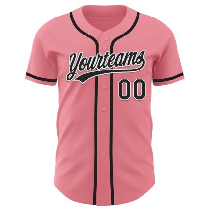 Custom Name and Number Baseball Jersey in Medium Pink and Black-White - Personalized Authentic Team Jersey Personalized Medium