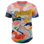 Custom Medium Pink Gold-Black 3D Abstract Baseball Jersey with Team Name and Number - Personalized Design Personalized Medium