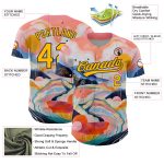 Custom Medium Pink Gold-Black 3D Abstract Baseball Jersey with Team Name and Number - Personalized Design Personalized Medium