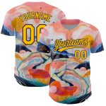 Custom Medium Pink Gold-Black 3D Abstract Baseball Jersey with Team Name and Number - Personalized Design Personalized Medium