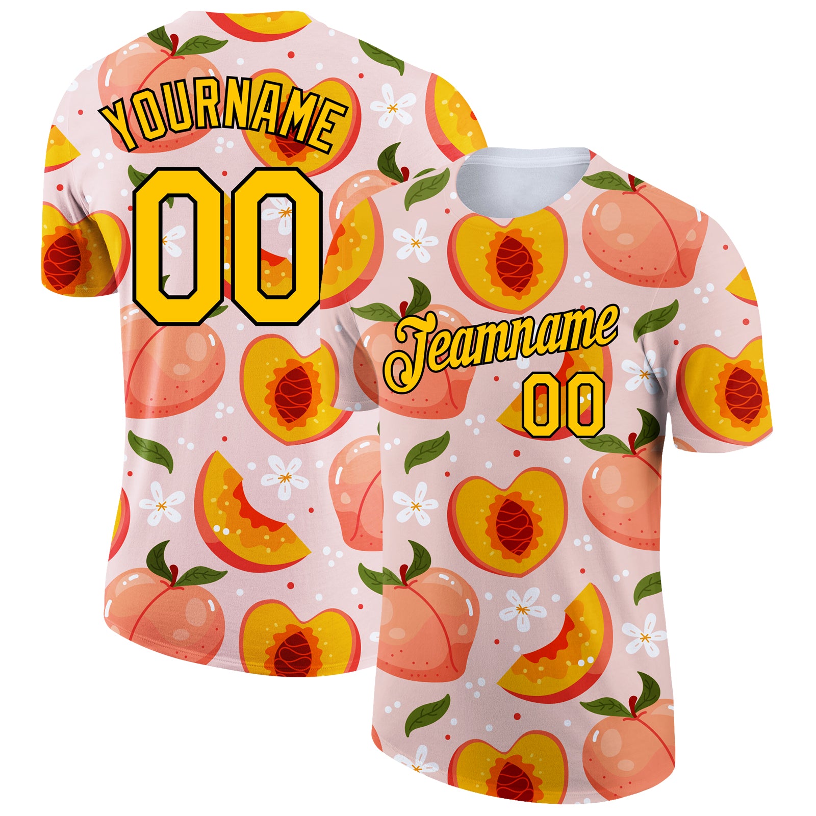 Custom Name and Number Summer T-Shirt - Medium Pink Gold-Black 3D Pattern Design for Holiday Performance Personalized Medium