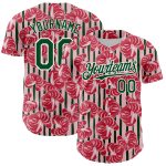 Personalized Tropical Anthurium Flower Baseball Jersey Custom Name Number Medium Pink Green White 3D Pattern Design Personalized