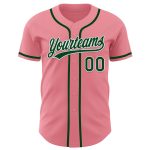 Custom Personalized Baseball Jersey with Name and Number in Medium Pink Green-White Personalized Medium Pink Green-White