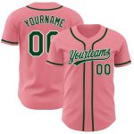Custom Personalized Baseball Jersey with Name and Number in Medium Pink Green-White Personalized Medium Pink Green-White