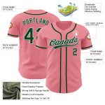 Custom Personalized Baseball Jersey with Name and Number in Medium Pink Green-White Personalized Medium Pink Green-White