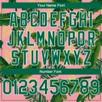 Custom Name and Number Authentic Basketball Jersey with Tropical Hawaii Leaves 3D Pattern in Pink and Kelly Green - Medium Size