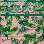 Custom Name and Number Authentic Basketball Jersey with Tropical Hawaii Leaves 3D Pattern in Pink and Kelly Green - Medium Size